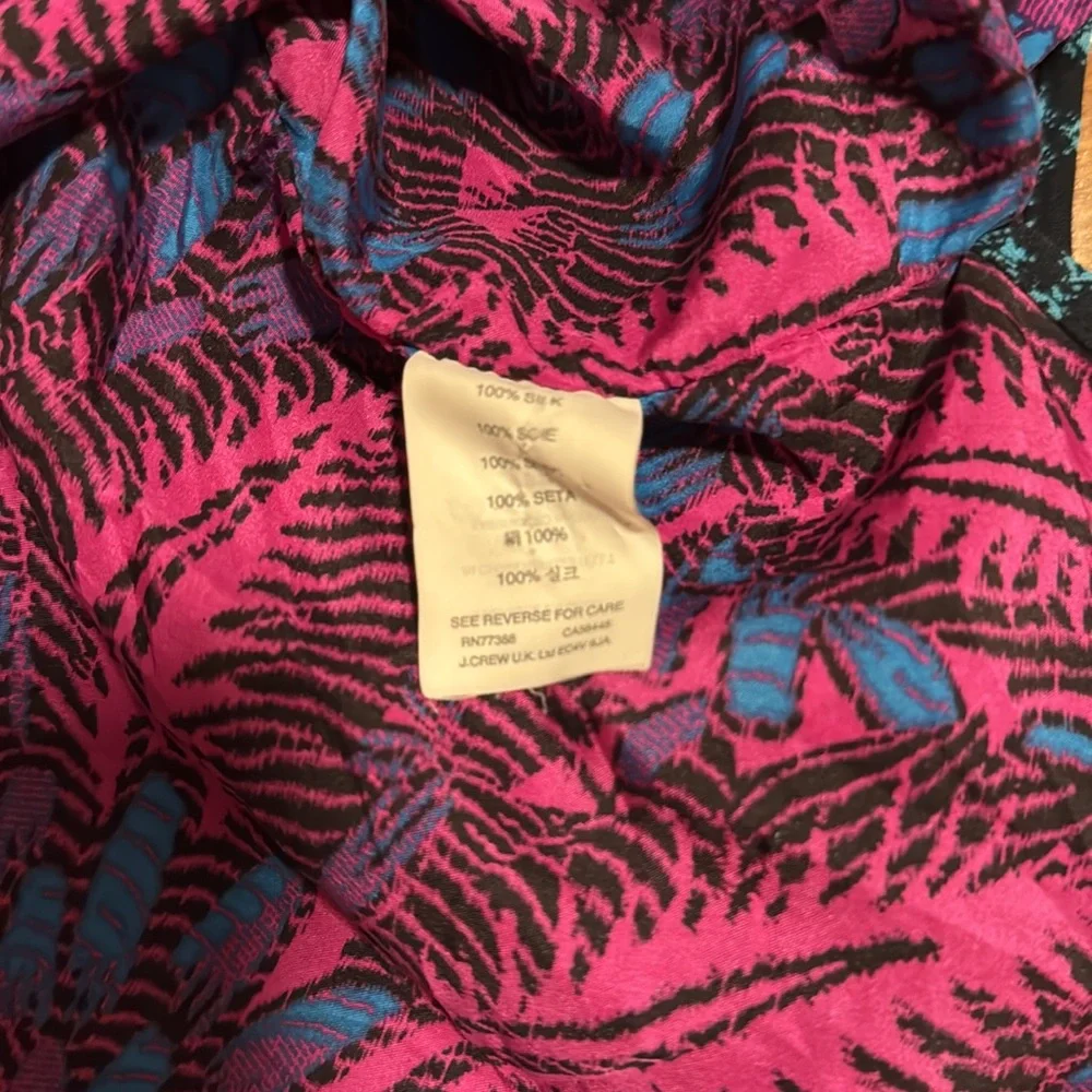 JCrew fuchsia and turquoise sleeveless floral print silk blouse size 4 - Picture 8 of 8